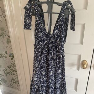 Sezane Graziella Dress Ecru / Navy - Size 4